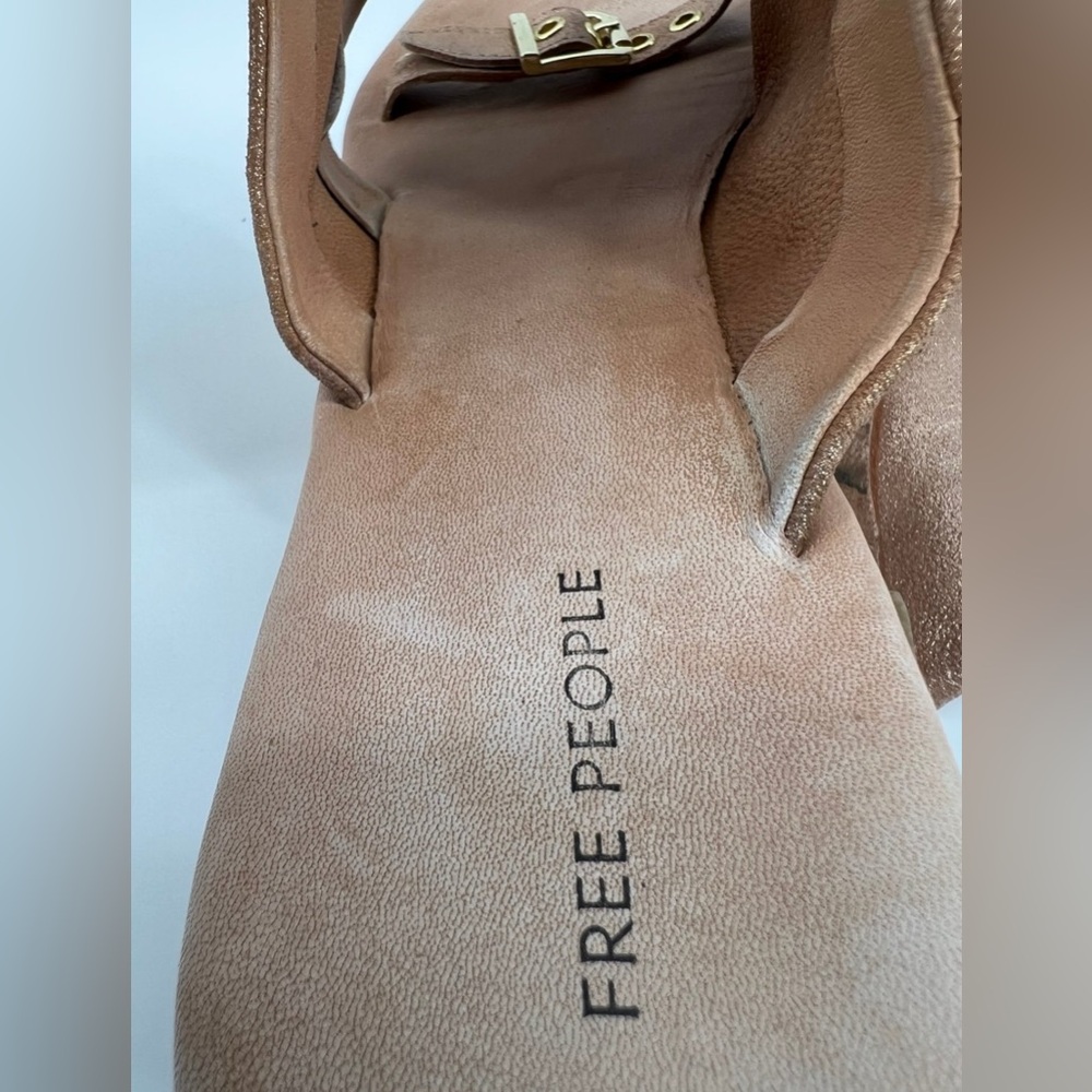 Free People Tan Metallic Suede Slide Sandals - Picture 3 of 6